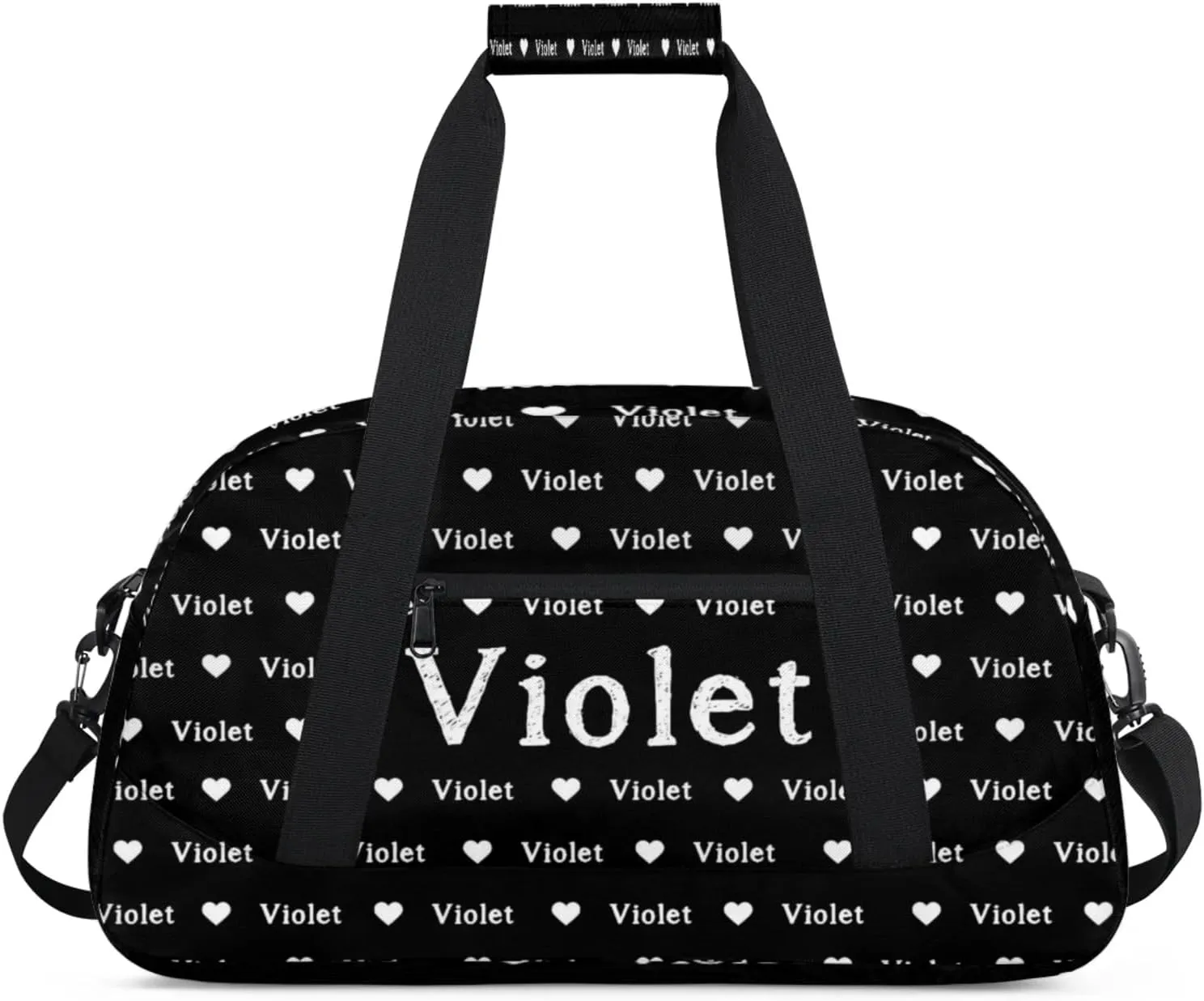 Personalized Duffel Bag Custom Sport Gym Travel Bags for Women Men, Customized Name Overnight Bags Weekender Bag, Black