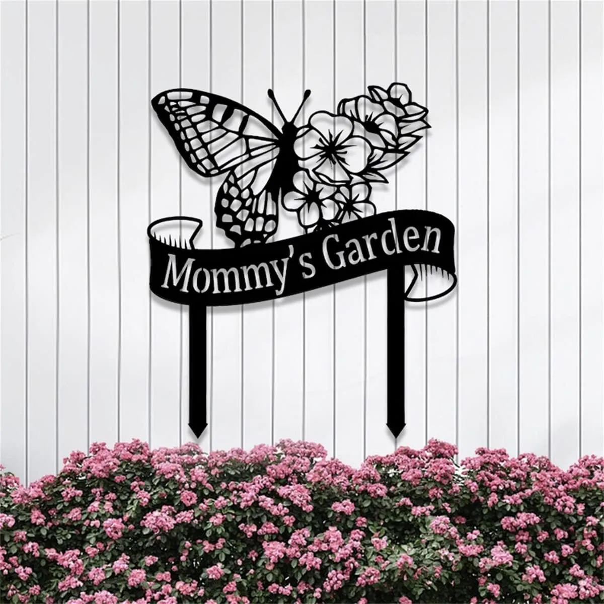Personalized Flowers And Butterfly Garden Signs,Metal Yard Art,Garden Stake,Metal Sign,Lawn Decor,Patio Signs And Decor Outdoor,Personalized Gifts,House Warming Gifts New Home