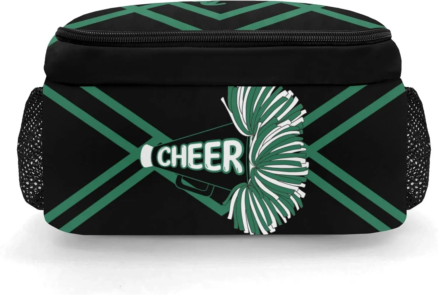 Personalized Green Cheerleaders Pom Cheer Backpack Name Casual Bag Daypack for Women Men Camping Hiking