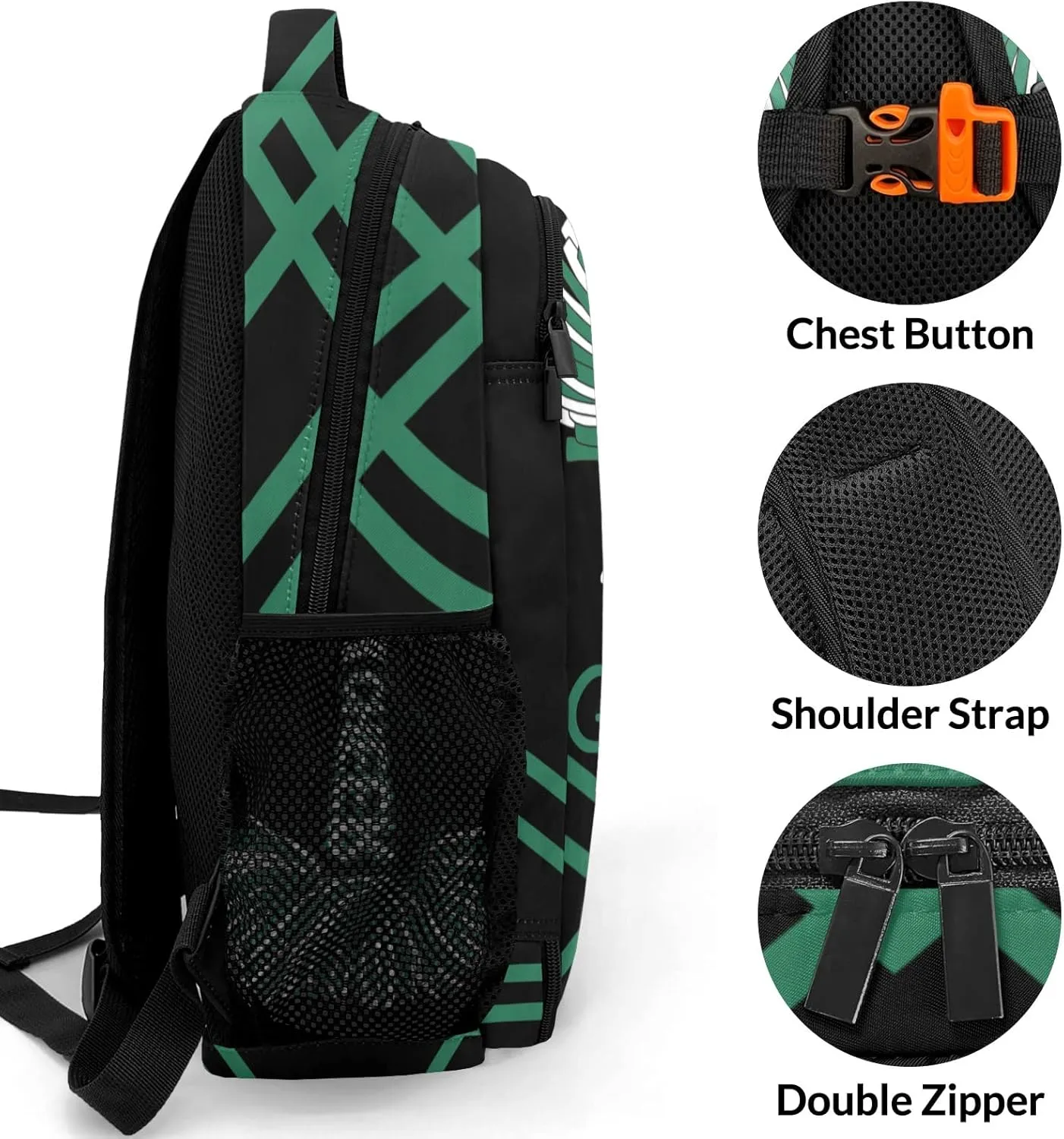 Personalized Green Cheerleaders Pom Cheer Backpack Name Casual Bag Daypack for Women Men Camping Hiking