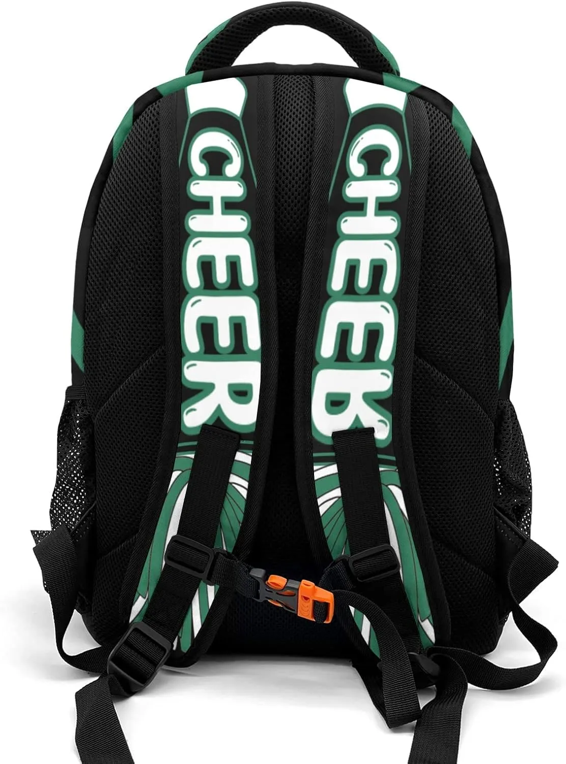 Personalized Green Cheerleaders Pom Cheer Backpack Name Casual Bag Daypack for Women Men Camping Hiking