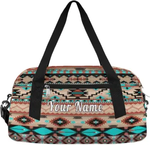 Personalized Kids Duffel Bag African Navajo Aztec,Custom Sport Gym Bag for Boys Girls,WWeekender Overnight Bags Travel Duffel Bag,Customized Kids Gift