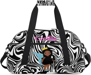 Personalized Kids Duffel Bag Afro Girl,Custom Sport Gym Bag for Boys Girls,Weekender Overnight Bags Travel Duffel Bag,Customized Kids Gift Zebra Print