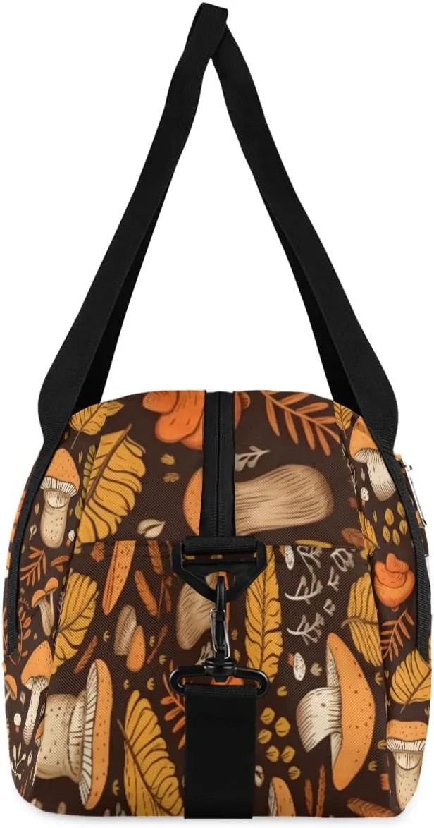 Personalized Kids Duffel Bag Autumn Forest Mushroom Pattern,Custom Sport Gym Bag for Boys Girls,WWeekender Overnight Bags Travel Duffel Bag,Customized Kids Gift