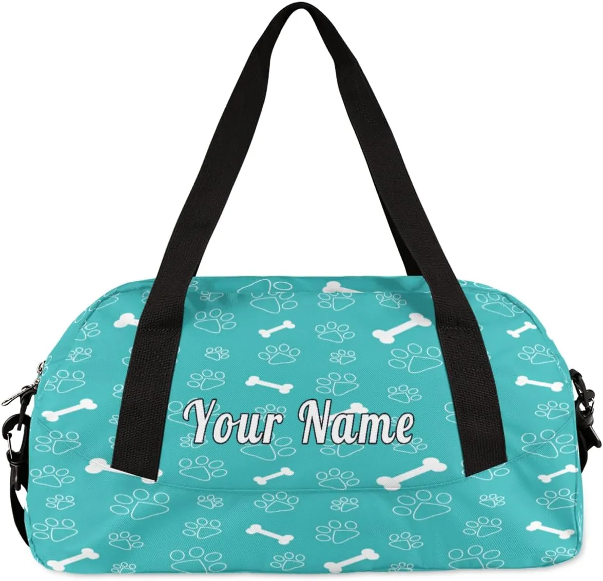 Personalized Kids Duffel Bag Cute Animal Paw Dog Print,Custom Sport Gym Bag for Boys Girls,WWeekender Overnight Bags Travel Duffel Bag,Customized Kids Gift