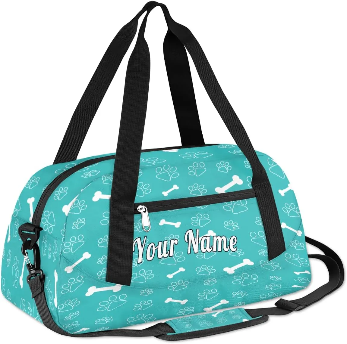 Personalized Kids Duffel Bag Cute Animal Paw Dog Print,Custom Sport Gym Bag for Boys Girls,WWeekender Overnight Bags Travel Duffel Bag,Customized Kids Gift