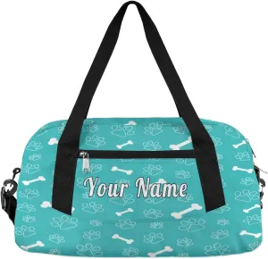 Personalized Kids Duffel Bag Cute Animal Paw Dog Print,Custom Sport Gym Bag for Boys Girls,WWeekender Overnight Bags Travel Duffel Bag,Customized Kids Gift