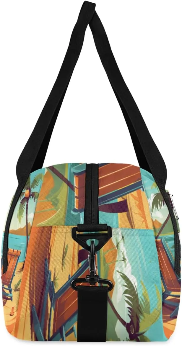 Personalized Kids Duffel Bag Tropical Sea Beach,Custom Sport Gym Bag for Boys Girls,WWeekender Overnight Bags Travel Duffel Bag,Customized Kids Gift