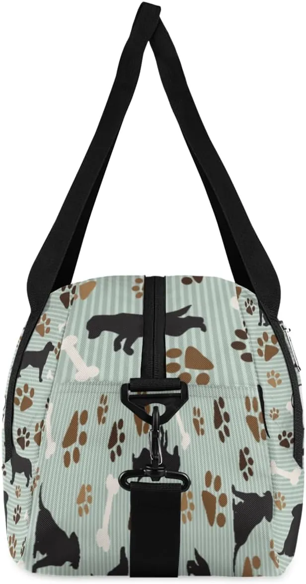 Personalized Kids Duffel Bag Vintage Animal Dog Paw Print,Custom Sport Gym Bag for Boys Girls,WWeekender Overnight Bags Travel Duffel Bag,Customized Kids Gift