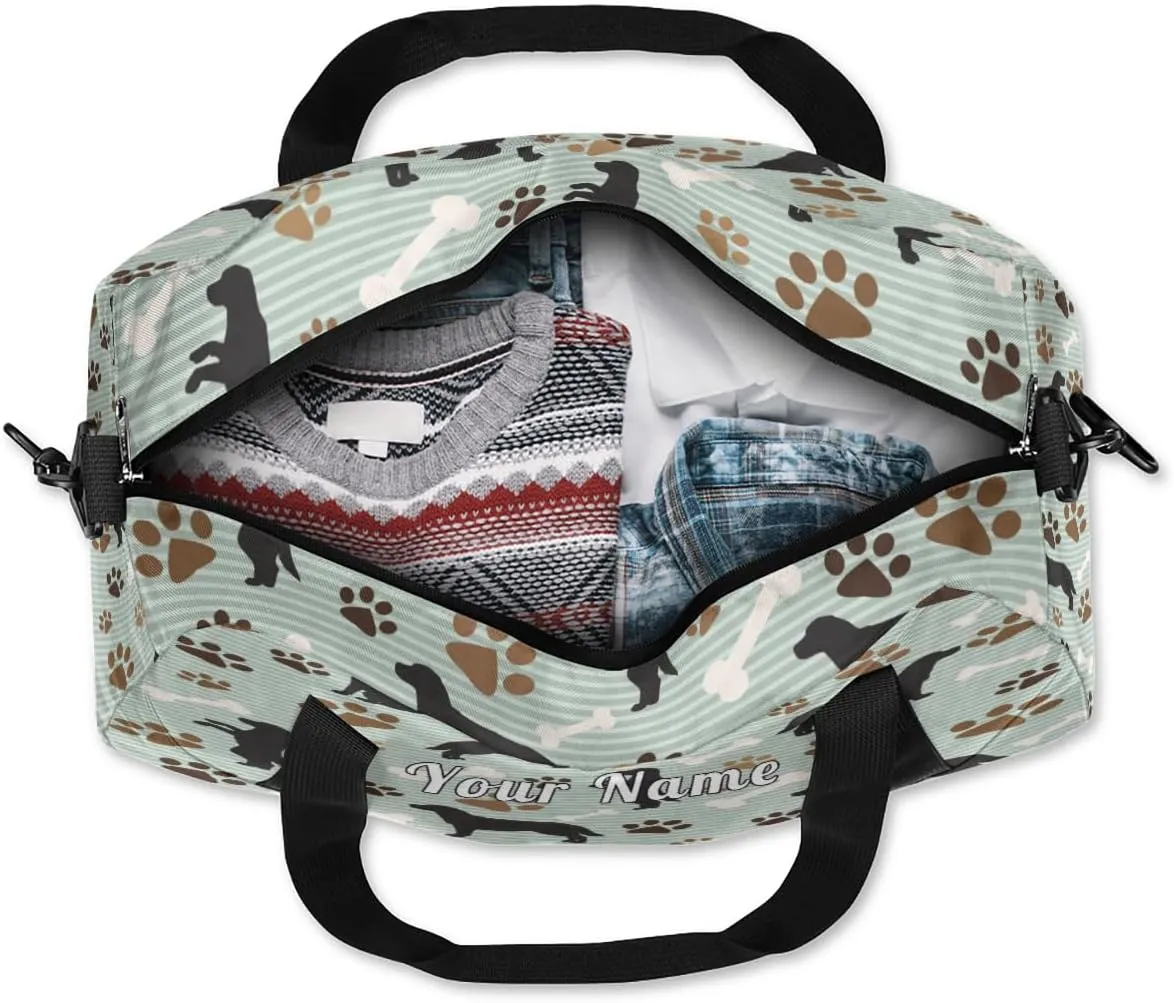 Personalized Kids Duffel Bag Vintage Animal Dog Paw Print,Custom Sport Gym Bag for Boys Girls,WWeekender Overnight Bags Travel Duffel Bag,Customized Kids Gift