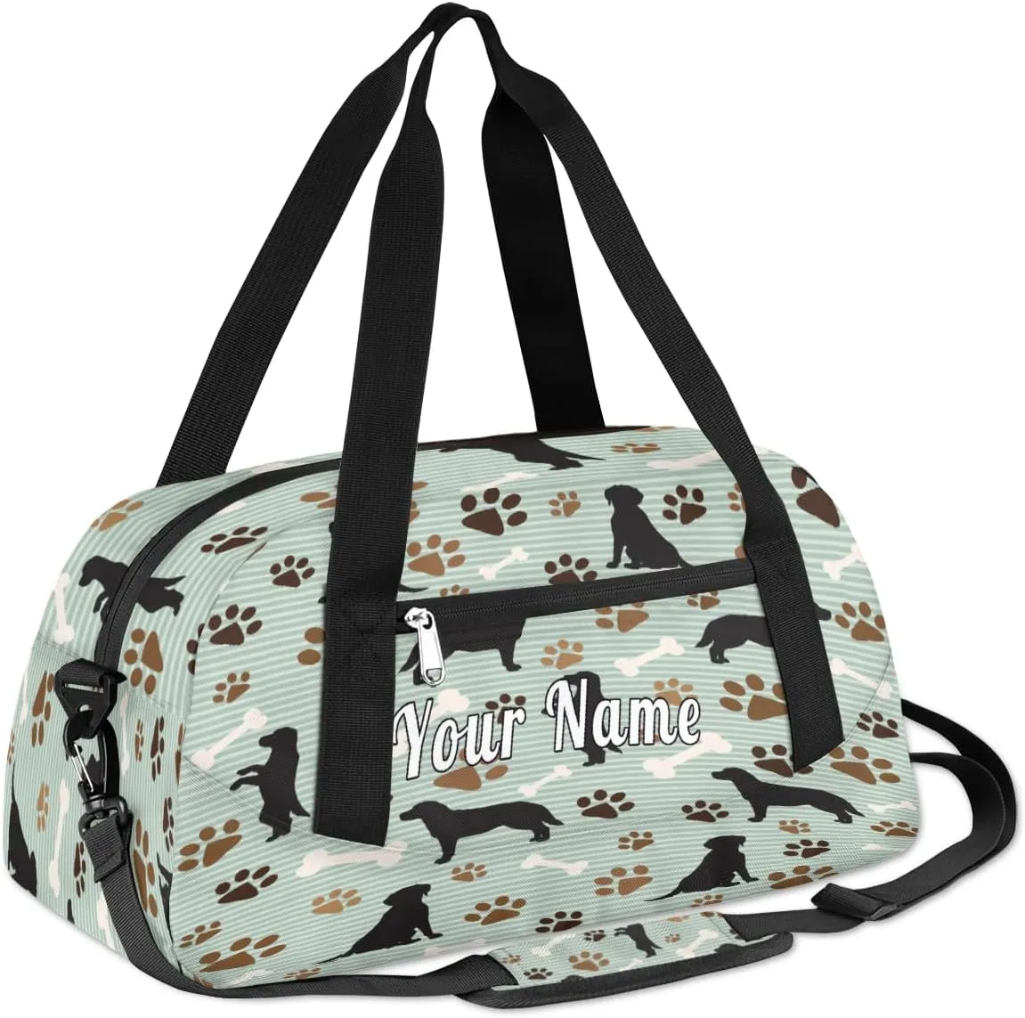 Personalized Kids Duffel Bag Vintage Animal Dog Paw Print,Custom Sport Gym Bag for Boys Girls,WWeekender Overnight Bags Travel Duffel Bag,Customized Kids Gift