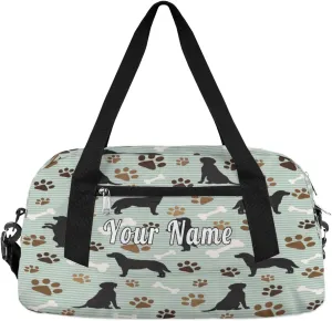 Personalized Kids Duffel Bag Vintage Animal Dog Paw Print,Custom Sport Gym Bag for Boys Girls,WWeekender Overnight Bags Travel Duffel Bag,Customized Kids Gift