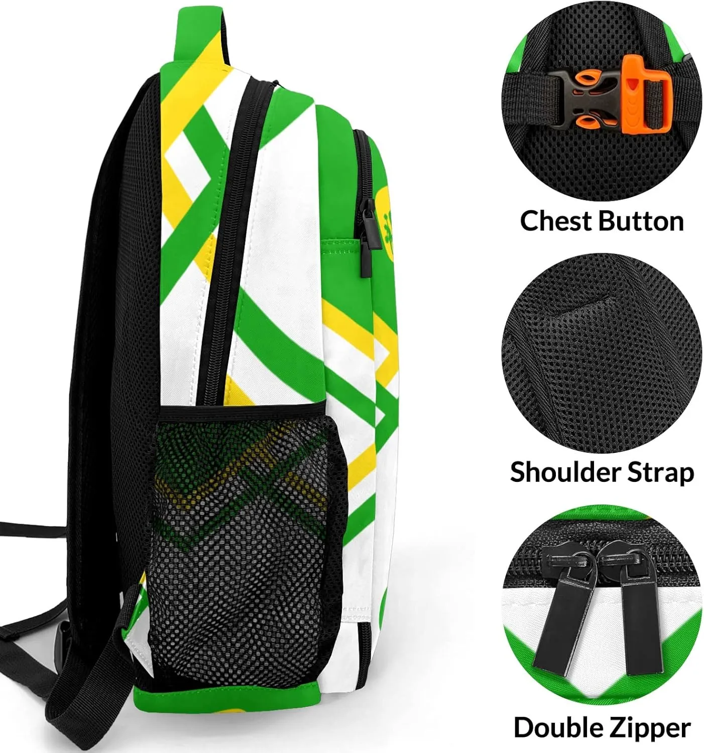 Personalized Name Cheerleaders Backpack Multifunctional Waterproof Laptop Bag for Travel Gift Cheer Green Gold Pom