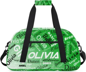 Personalized Name Gym Duffel Overnight Bag, Custom Ballet Dance Bag Weekender Duffel Bags for Travel, Grass Green Gradient
