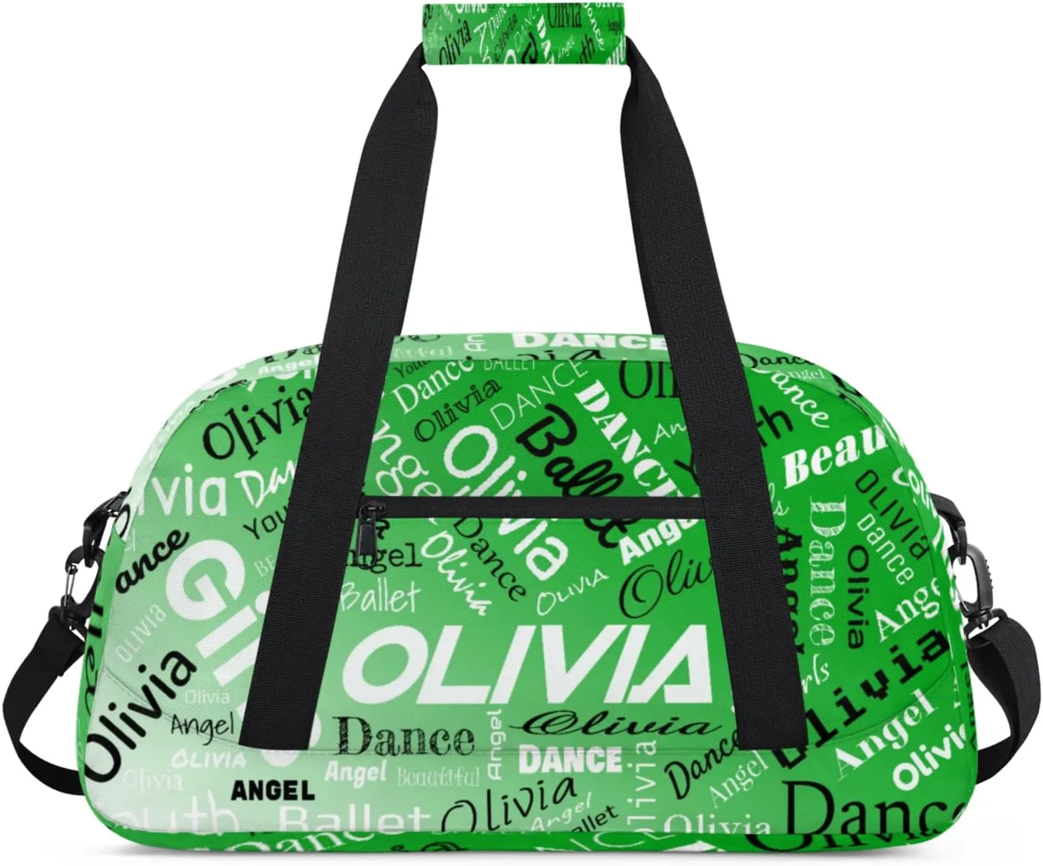 Personalized Name Gym Duffel Overnight Bag, Custom Ballet Dance Bag Weekender Duffel Bags for Travel, Grass Green Gradient