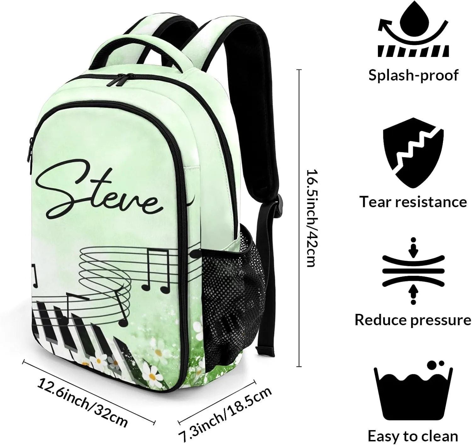 Personalized Piano Spring Music Backpack Casual Bag Daypack Laptop Bag for Family Party Gift