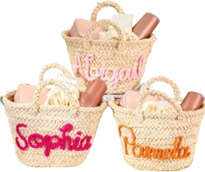 Personalized Straw Bridesmaid Handbag,Personalized Straw Tote Bag for Women,Customize Bridesmaid Tote Bag (Multicolor)