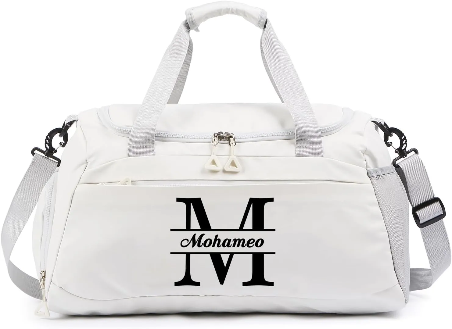 Personalized Travel Duffel Bag with Name - Custom Letter Oxford Cloth Gym Bag with Shoes & Wet Pockets Sport Bag Weekender Overnight Bag for Traveling for Women Men Gift for Christmas Groomsman Brides