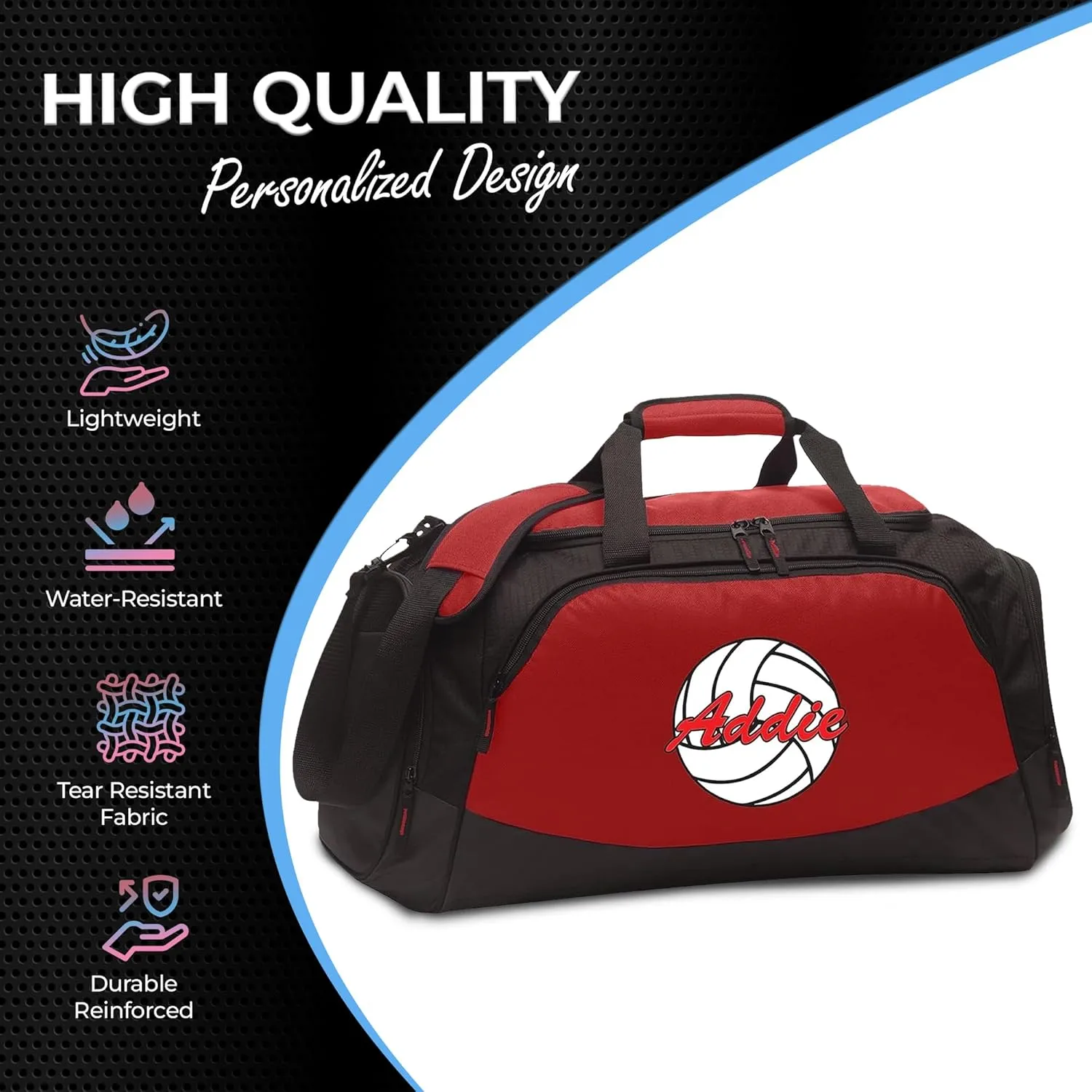Personalized Volleyball Duffle Bag with Shoe Compartment | Duffle bag for Men, Women, Kids, and Teens | Volleyball Duffel Bags for Gear Organizer