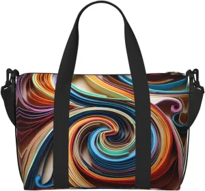 Phayah Colorful Paper Strips Travel Duffel Bag Handbag Carry-On Luggage Bag Overnight Foldable Unisex Airline Travel Personal Items Bag