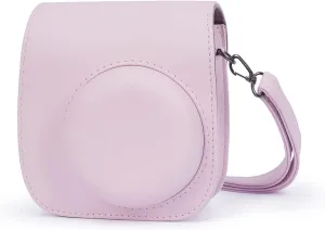 Phetium Instant mini 12 Camera Protective Case Compatible with Instax Mini 12 11,PU Leather Bag with Pocket and Adjustable Shoulder Strap (Blossom Pink)