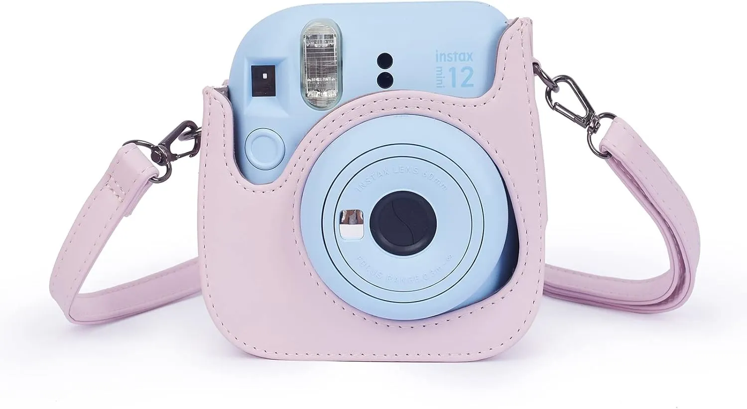 Phetium Instant mini 12 Camera Protective Case Compatible with Instax Mini 12 11,PU Leather Bag with Pocket and Adjustable Shoulder Strap (Blossom Pink)