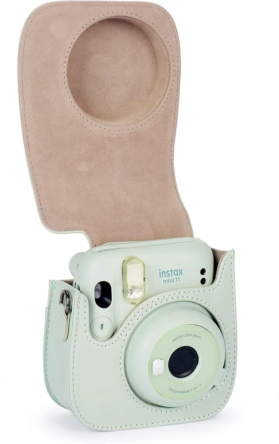 Phetium Instant mini 12 Camera Protective Case Compatible with Instax Mini 12 11,PU Leather Bag with Pocket and Adjustable Shoulder Strap (Cloud Green)