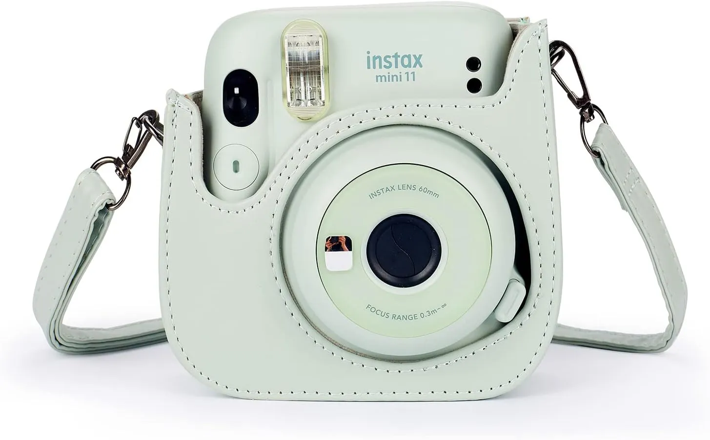 Phetium Instant mini 12 Camera Protective Case Compatible with Instax Mini 12 11,PU Leather Bag with Pocket and Adjustable Shoulder Strap (Cloud Green)