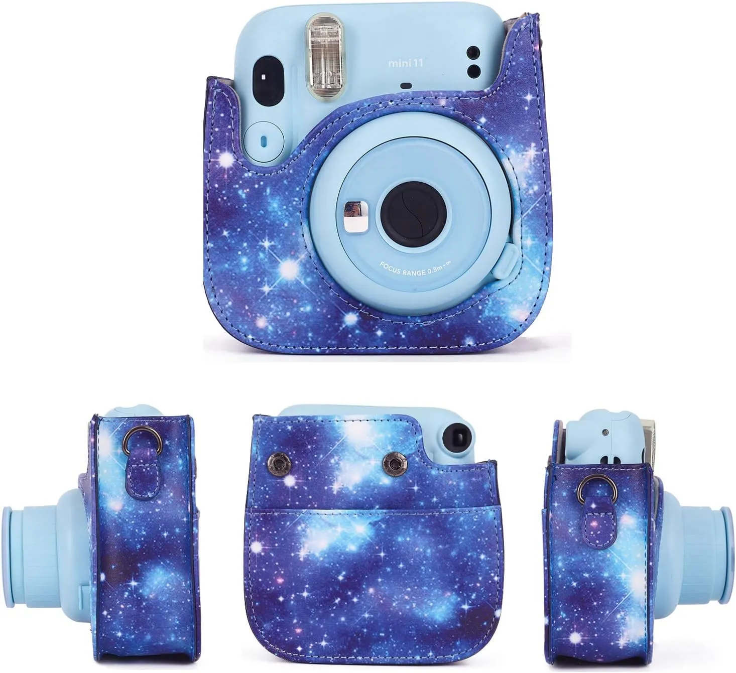 Phetium Instant mini 12 Camera Protective Case Compatible with Instax Mini 12 11,PU Leather Bag with Pocket and Adjustable Shoulder Strap (Starry Purple)