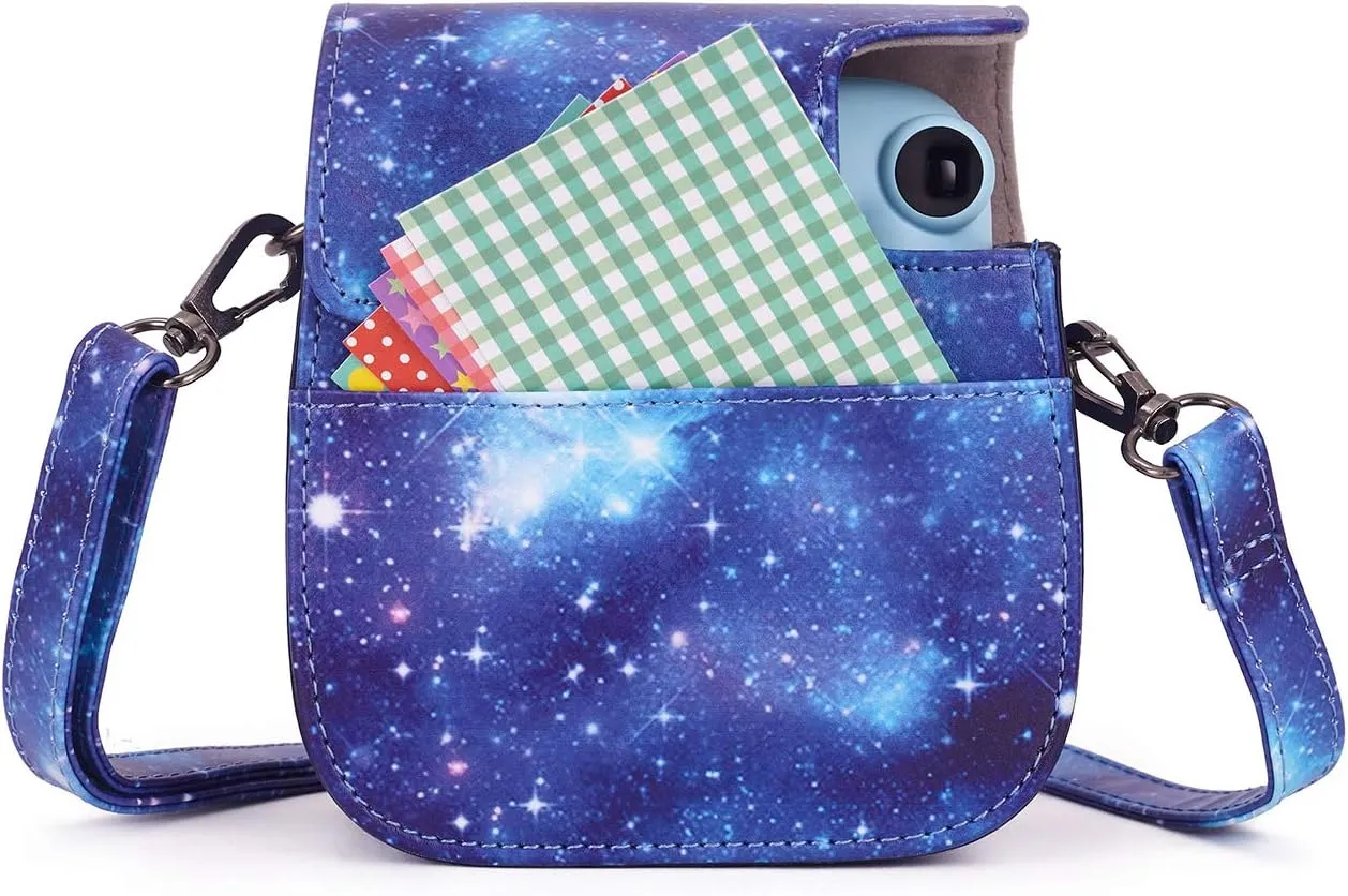 Phetium Instant mini 12 Camera Protective Case Compatible with Instax Mini 12 11,PU Leather Bag with Pocket and Adjustable Shoulder Strap (Starry Purple)