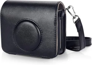 Phetium Protective Case Compatible with Fujifilm Instax Mini EVO Hybrid Instant Camera-PU Leather Bag with Adjustable Shoulder Strap (Black)