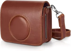 Phetium Protective Case Compatible with Fujifilm Instax Mini EVO Hybrid Instant Camera-PU Leather Bag with Adjustable Shoulder Strap (Brown-I)
