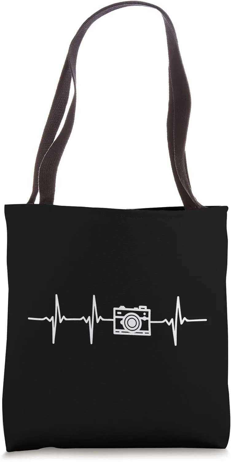Photographer Camera Heartbeat Men Women Kids Gift Tote Bag