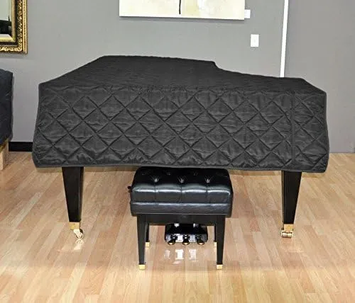 Piano Cover Made for a Kawai GE1 Piano 5'1" - Quilted Black Nylon with Side Splits