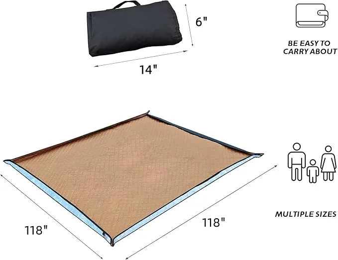 Picnic Blankets,Extra Large Waterproof Foldable,Oversized Waterproof Beach Blanket,Portable Washable Picnic Mat (Khaki 80’’*80’’)