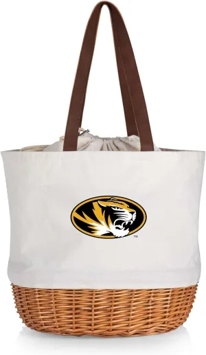 Picnic TIME NCAA Coronado Canvas and Willow Basket Tote, Picnic Tote Bag, Beach Tote, (Beige Canvas)