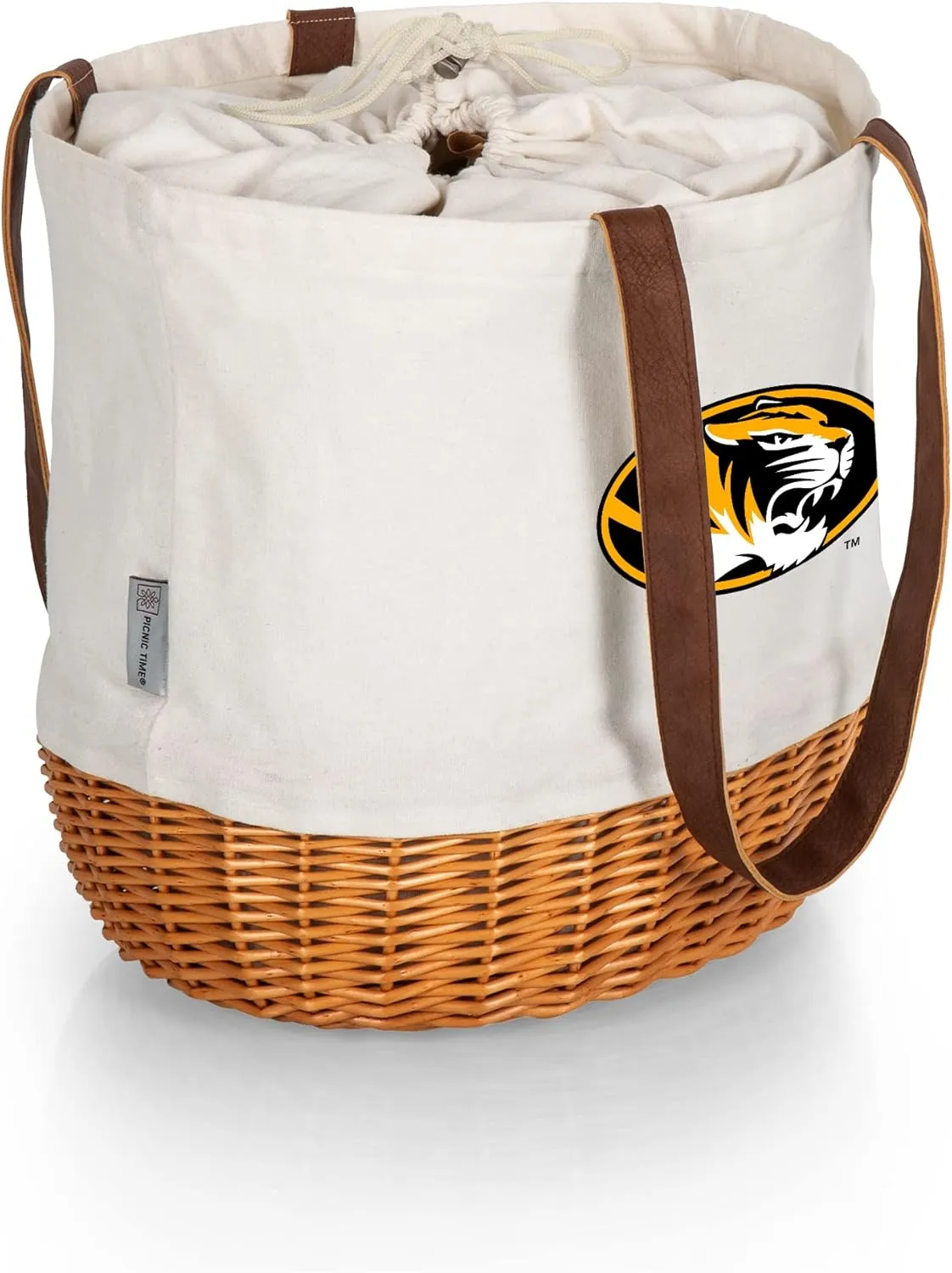Picnic TIME NCAA Coronado Canvas and Willow Basket Tote, Picnic Tote Bag, Beach Tote, (Beige Canvas)