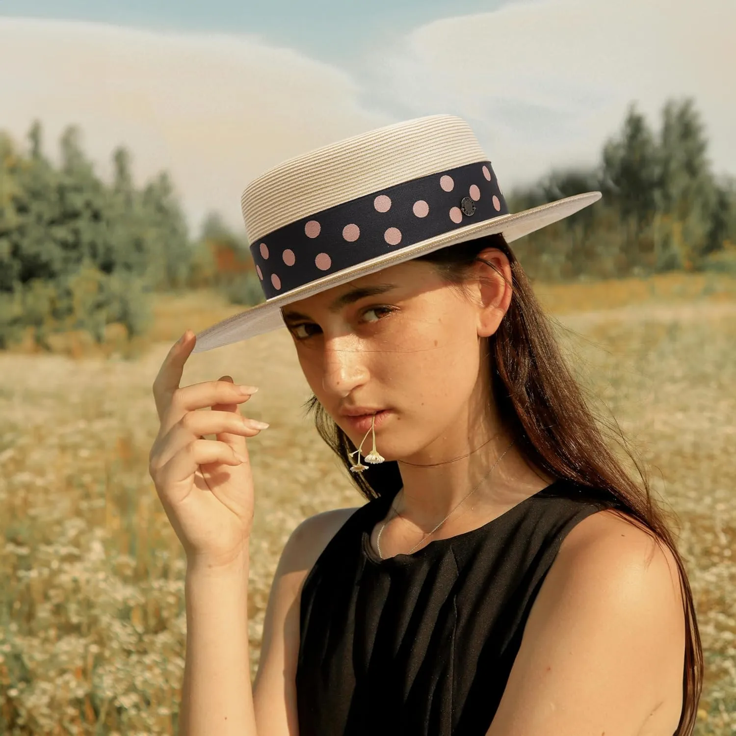 Pineapple&Star Deor Boater Straw Sun Hat Beach Fine Braid UPF50  for Women Men