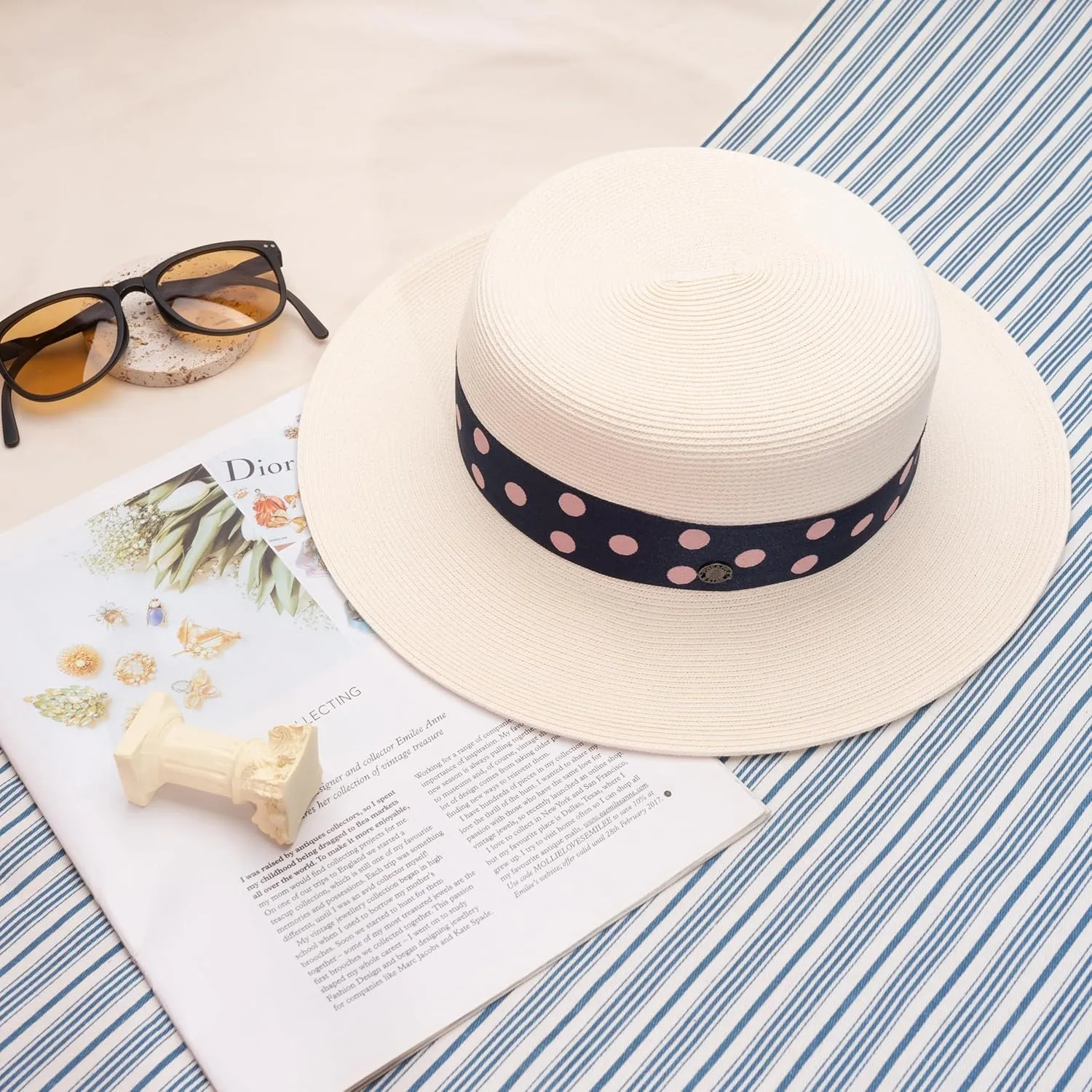 Pineapple&Star Deor Boater Straw Sun Hat Beach Fine Braid UPF50  for Women Men
