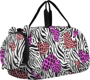 Pink Hearts Zebra Leopard Prints Duffel Bags for Boys Small Gym Bags for Teens Dance Bag for Girls
