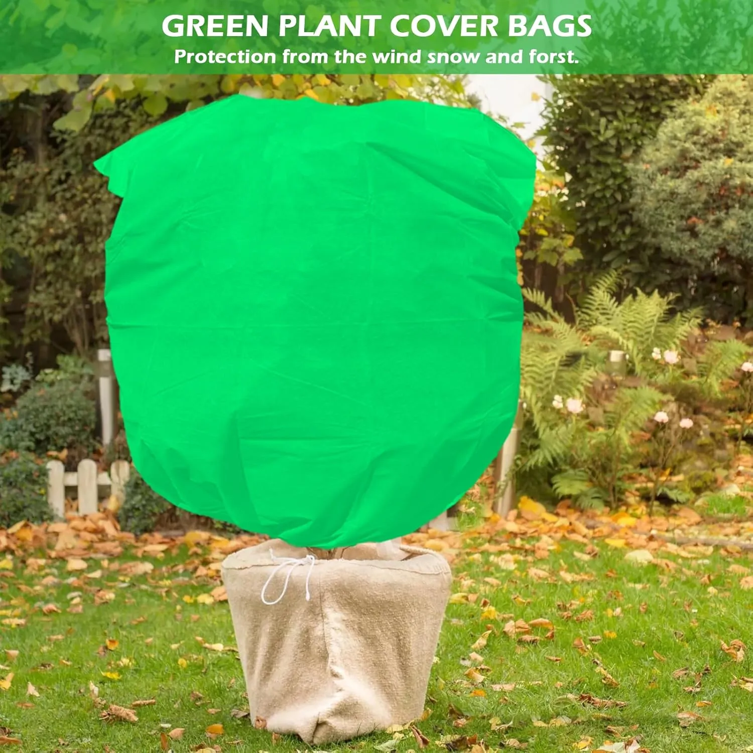 Plant Covers Frost Protection Bag Large Size Winter Drawstring Plant Covers Winter Reusable Plants Jacket for Fruit Tree Shrub Potted Plants (2 Pack 40'' x 40'')