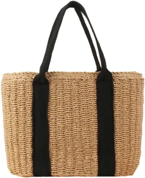 Pocadri Womens Straw Beach Bag Large Summer Woven Tote Bag Shoulder Handbags Top Handle Purse Travel Shopping