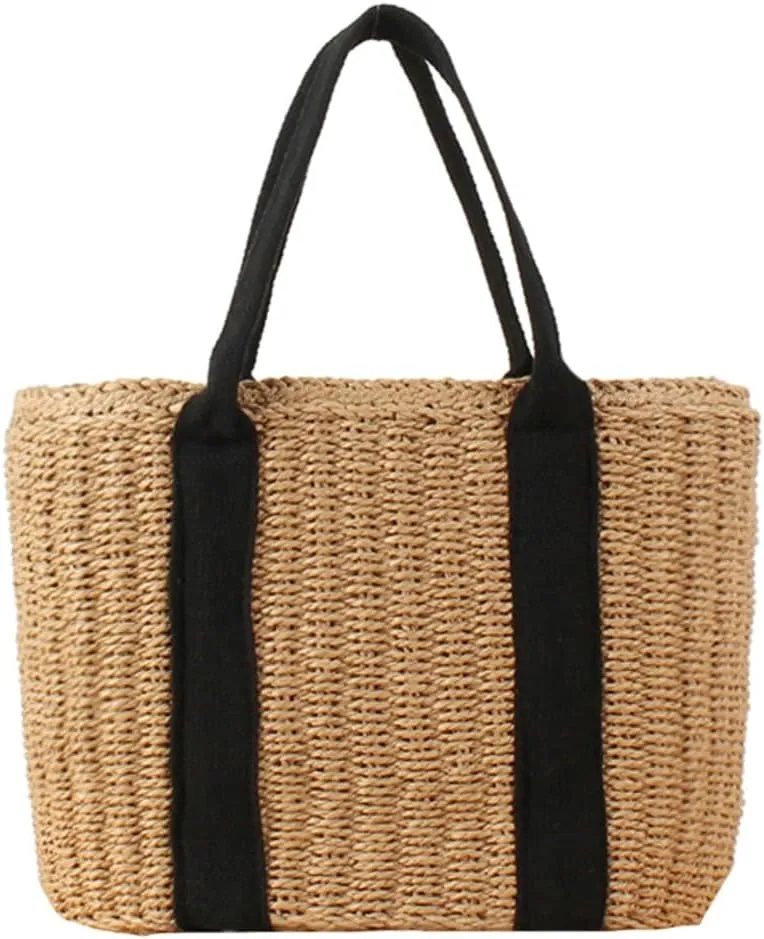 Pocadri Womens Straw Beach Bag Large Summer Woven Tote Bag Shoulder Handbags Top Handle Purse Travel Shopping