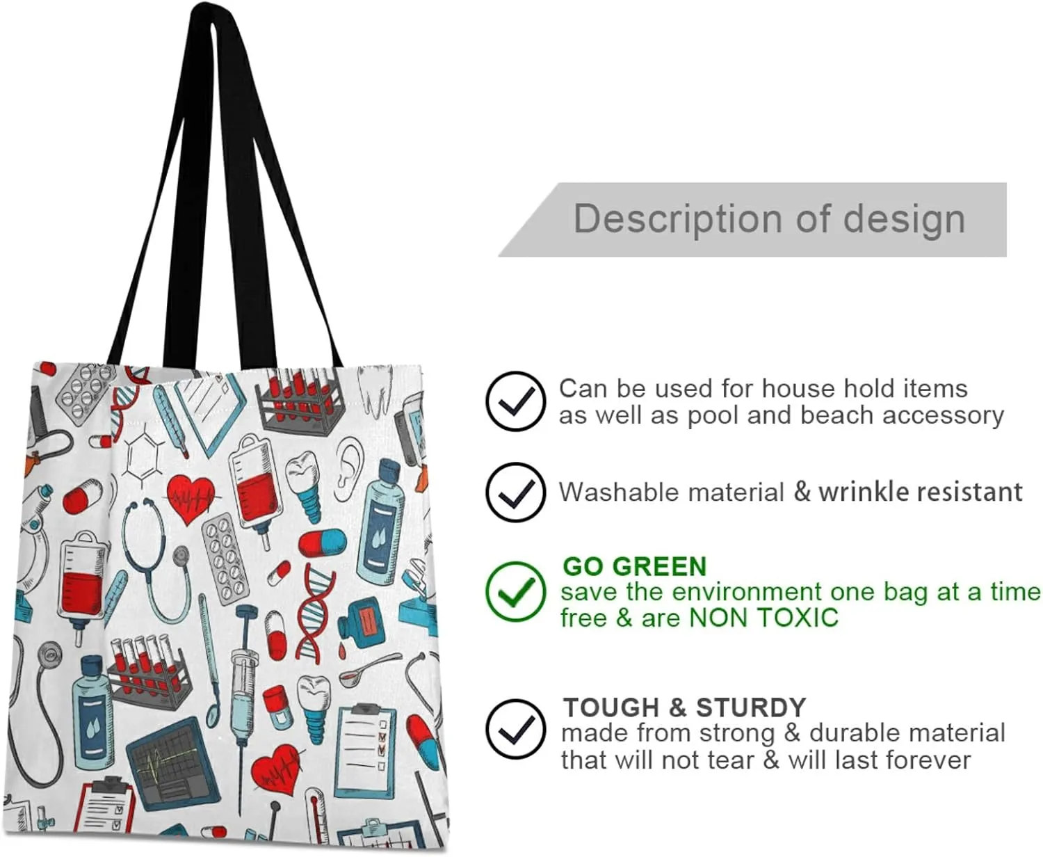 Poeticcity Women Grocery Tote Bag, Canvas Shoulder Bags, Women Handbag for Outdoors