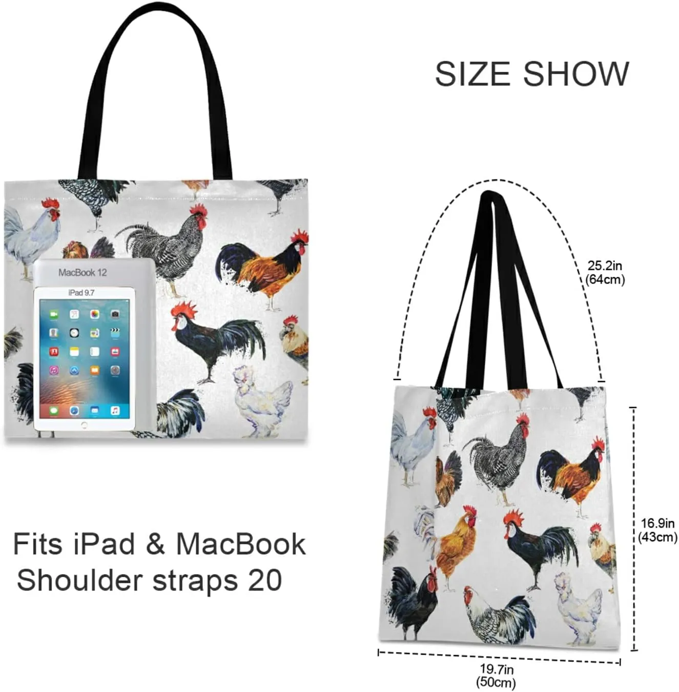 Poeticcity Women Grocery Tote Bag, Canvas Shoulder Bags, Women Handbag for Outdoors