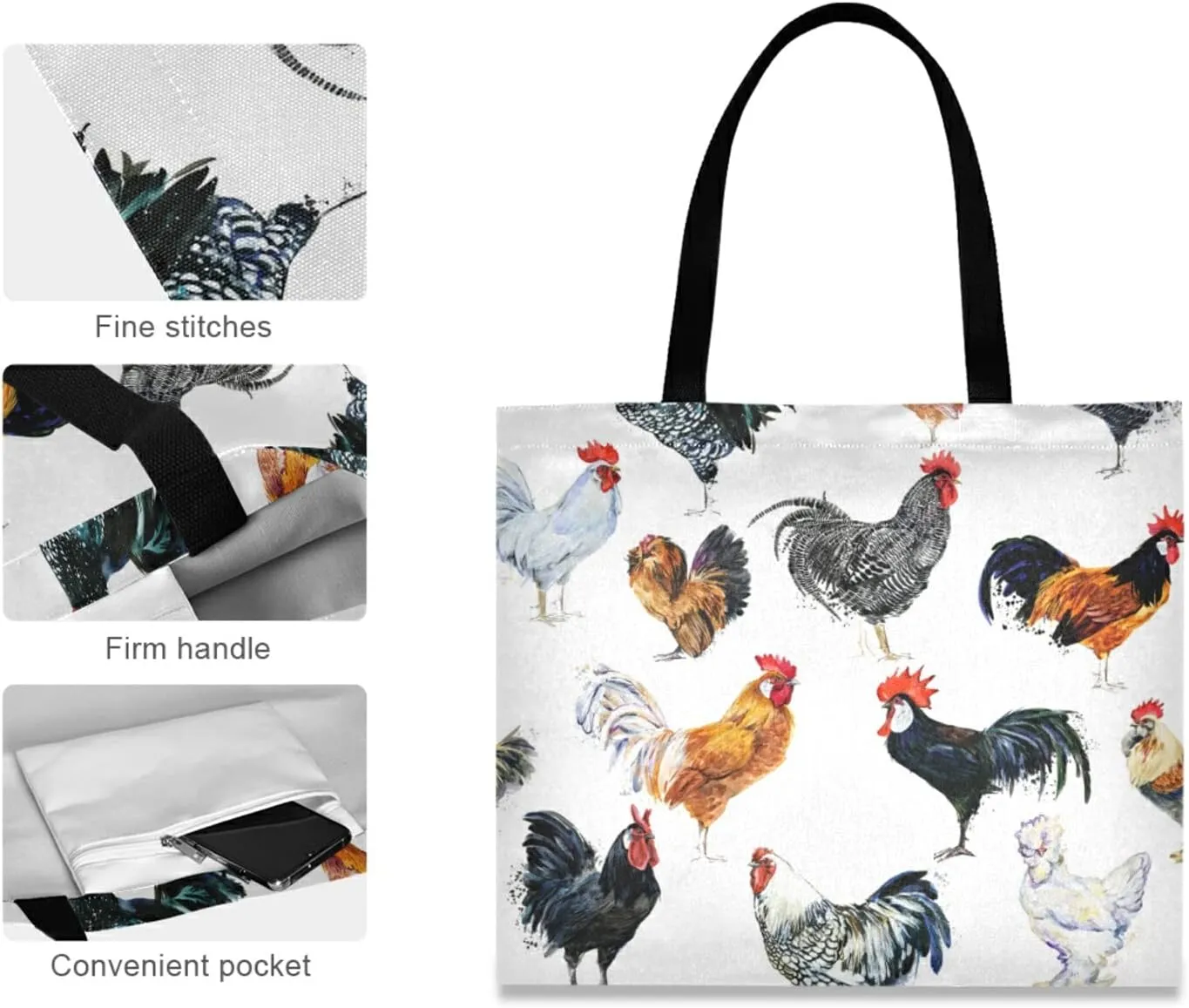 Poeticcity Women Grocery Tote Bag, Canvas Shoulder Bags, Women Handbag for Outdoors