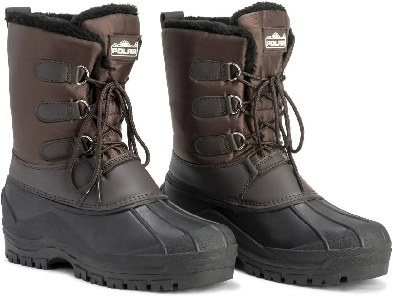 Polar Mens Muck Lace Up Short Nylon Winter Snow Rain Lace Up Casual Duck Boots