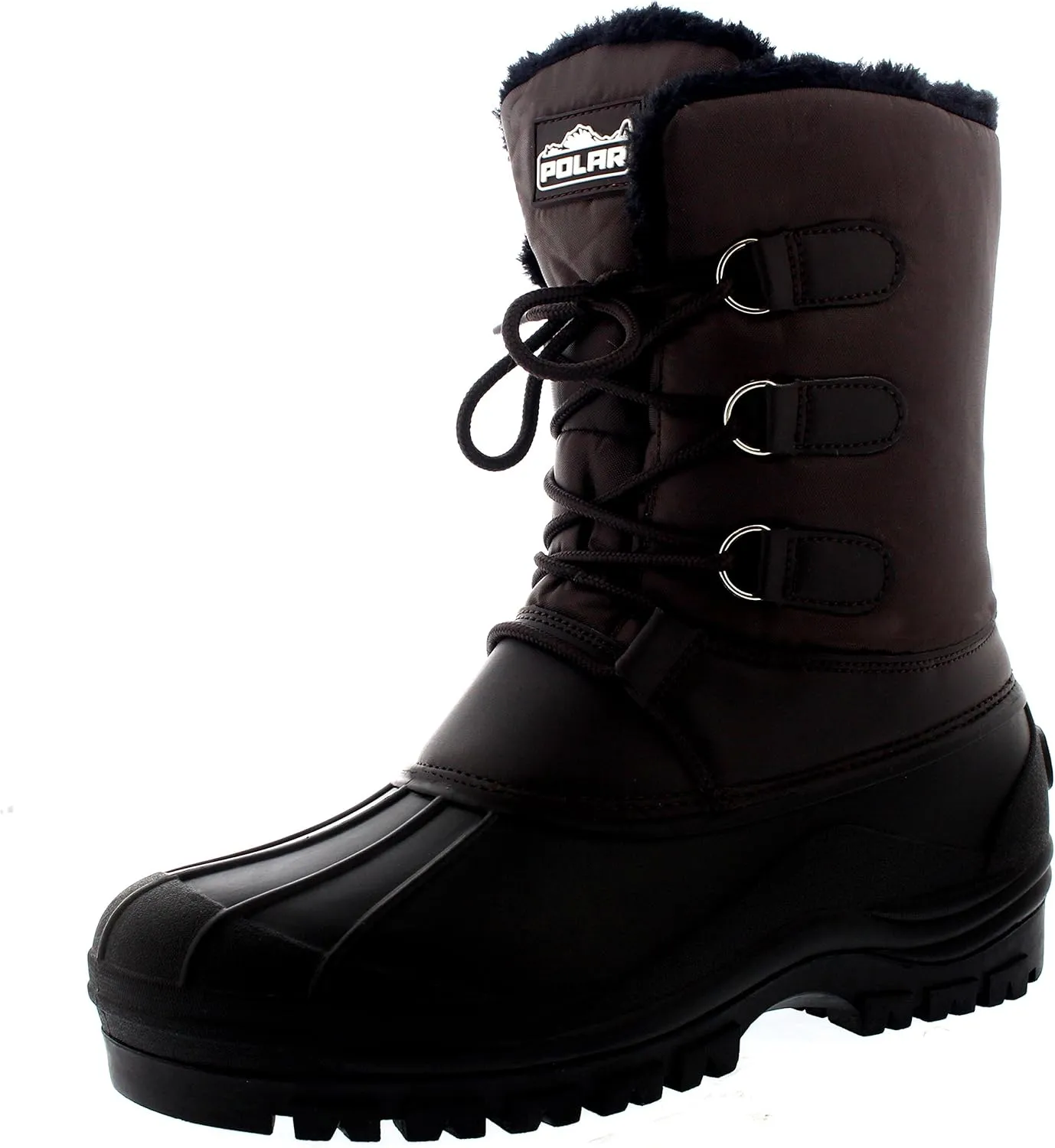 Polar Mens Muck Lace Up Short Nylon Winter Snow Rain Lace Up Casual Duck Boots