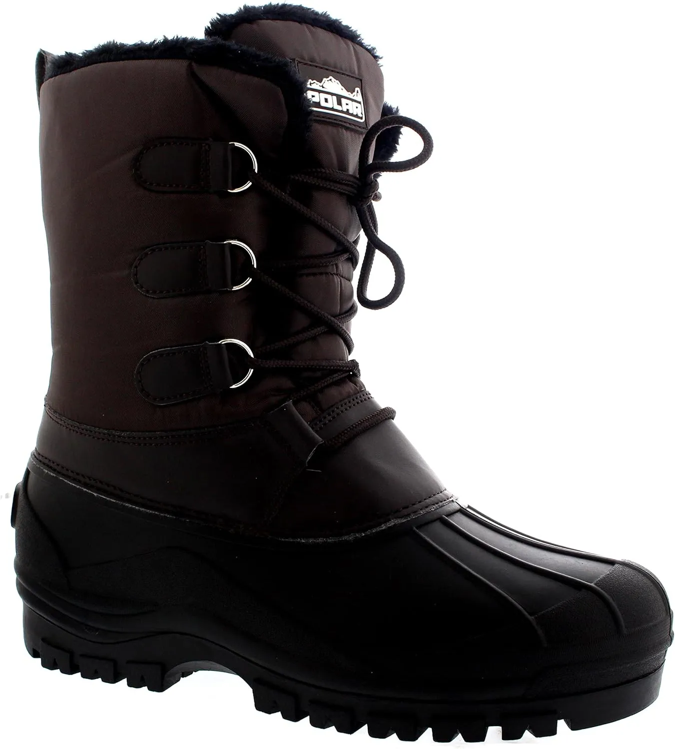 Polar Mens Muck Lace Up Short Nylon Winter Snow Rain Lace Up Casual Duck Boots