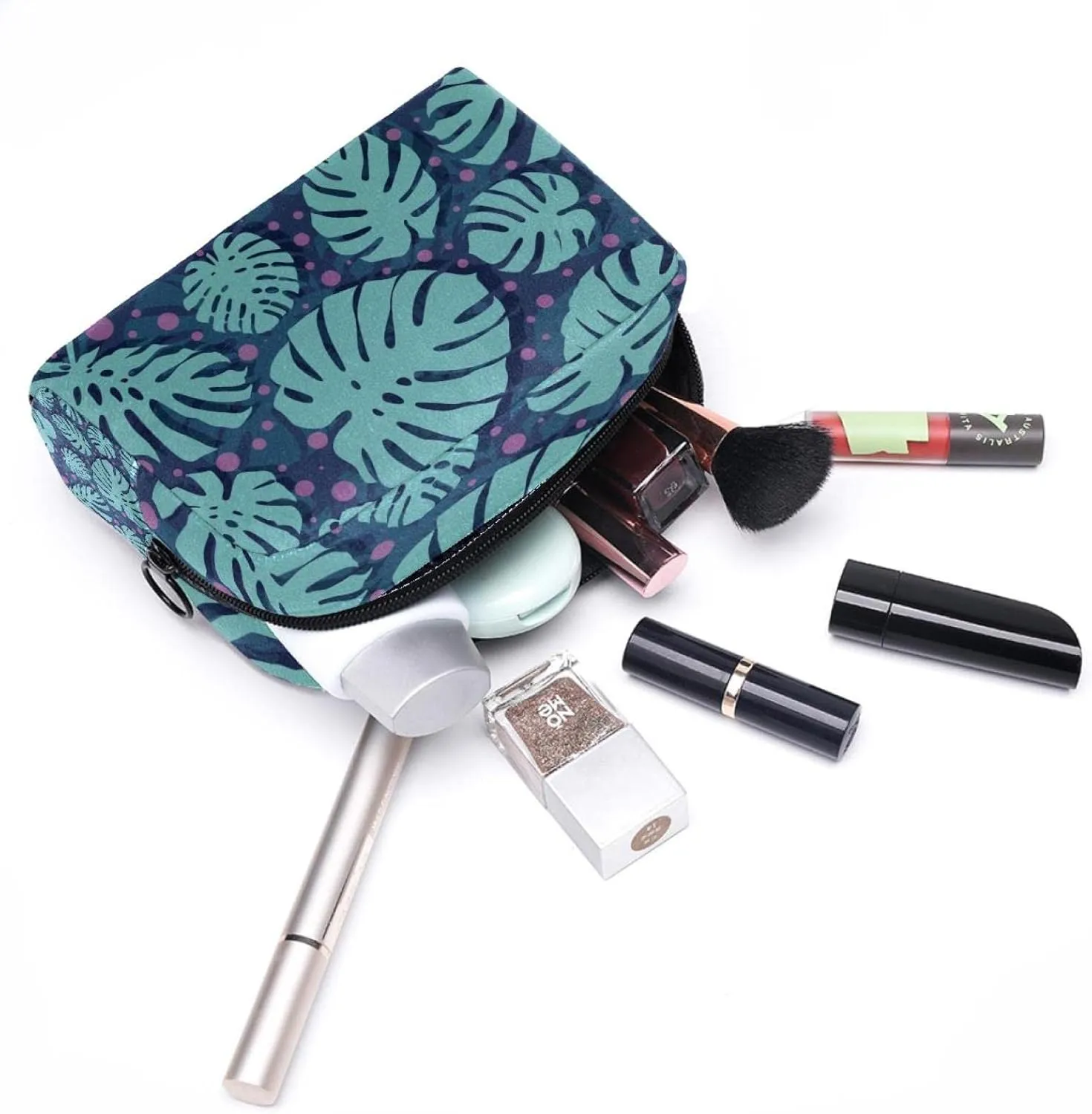 Polka Dotted Background Small Makeup Bags for Women Teen Girls, Makeup Storage Bag with Zipper Accessories Organizer Bag for Travelling